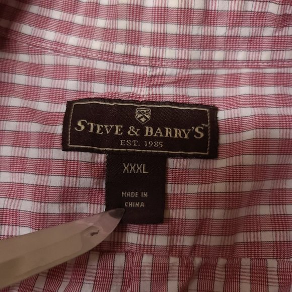 Steve and Barrys Mens XXXL Red Stripe Plaid Short Sleeve Button Up Shirt - Picture 11 of 12